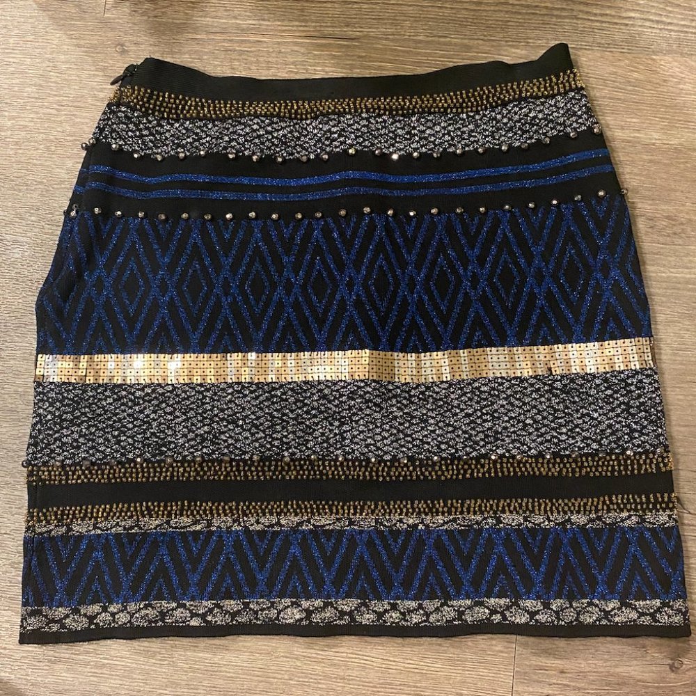 Guess Beaded Sequin Body Con Mini Skirt - XS